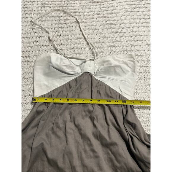 VTG Don Kline Halter Dress Leather Cotton Womens Small Gray Art-To-Wear Pockets - Picture 3 of 10